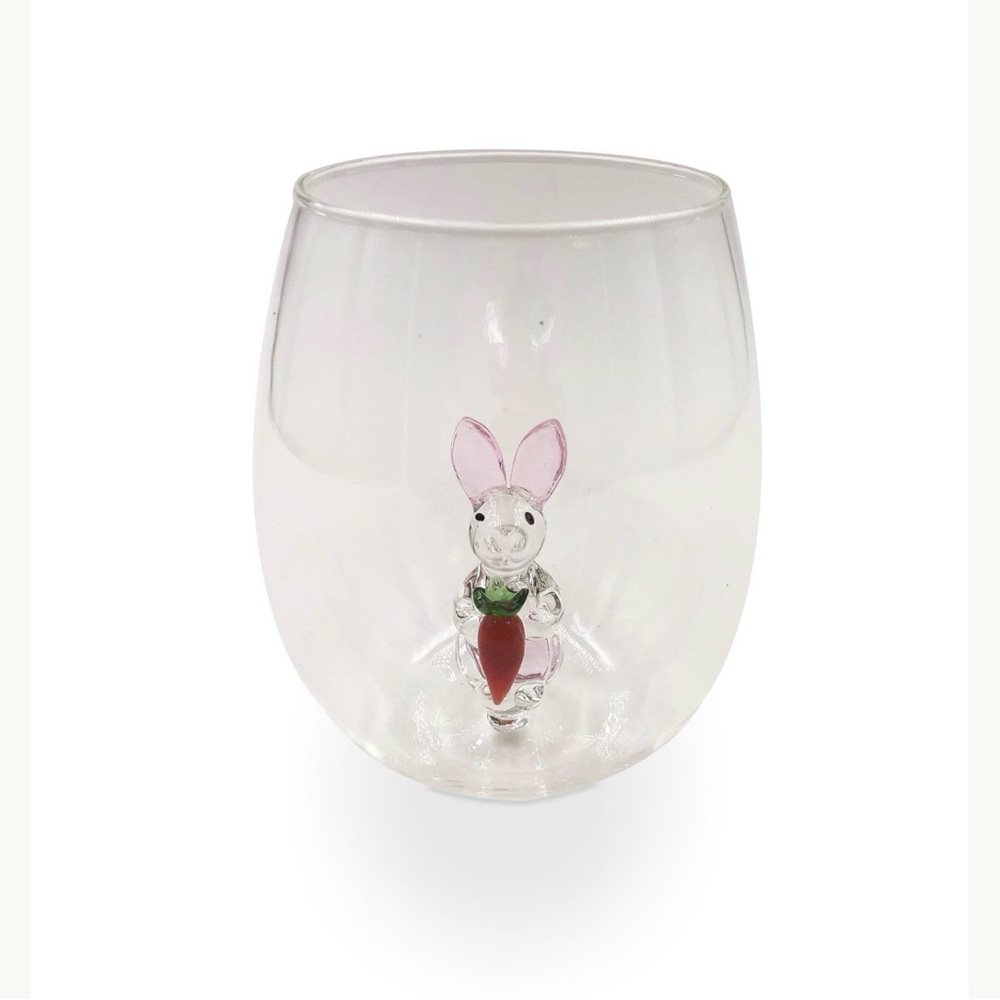 New Wine Glass with Bunny and Carrot Design